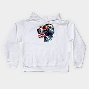 German Shorthaired Pointer Smiling DJ with Energetic Beats Kids Hoodie